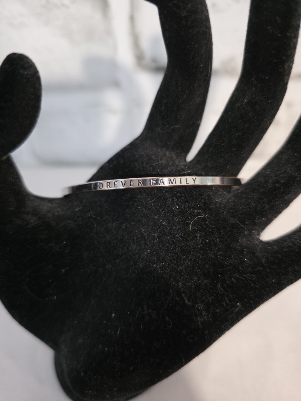 Forever Family Engraved Thin Bangle Bracelet - Silver Tone